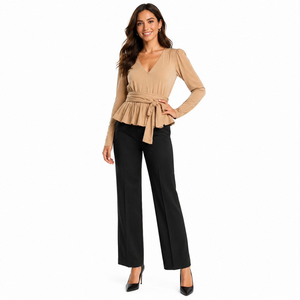 Rebecca Taylor Womens Top Size Medium Tan Designer Blouse Workwear Office Career